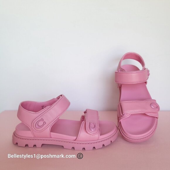 COACH Brynn Double Strap Smooth Leather Sandal- Vivid Pink Color. Women’s 6.5B⭐ - Picture 8 of 16